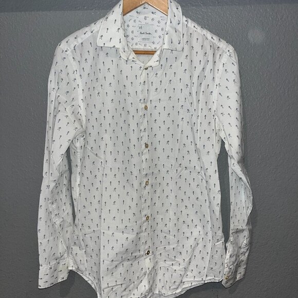 PAUL SMITH EXPLORER PRINT Men's Slim-Fit Shirt -Contrasting Collar & Cuff Lining - Picture 1 of 15